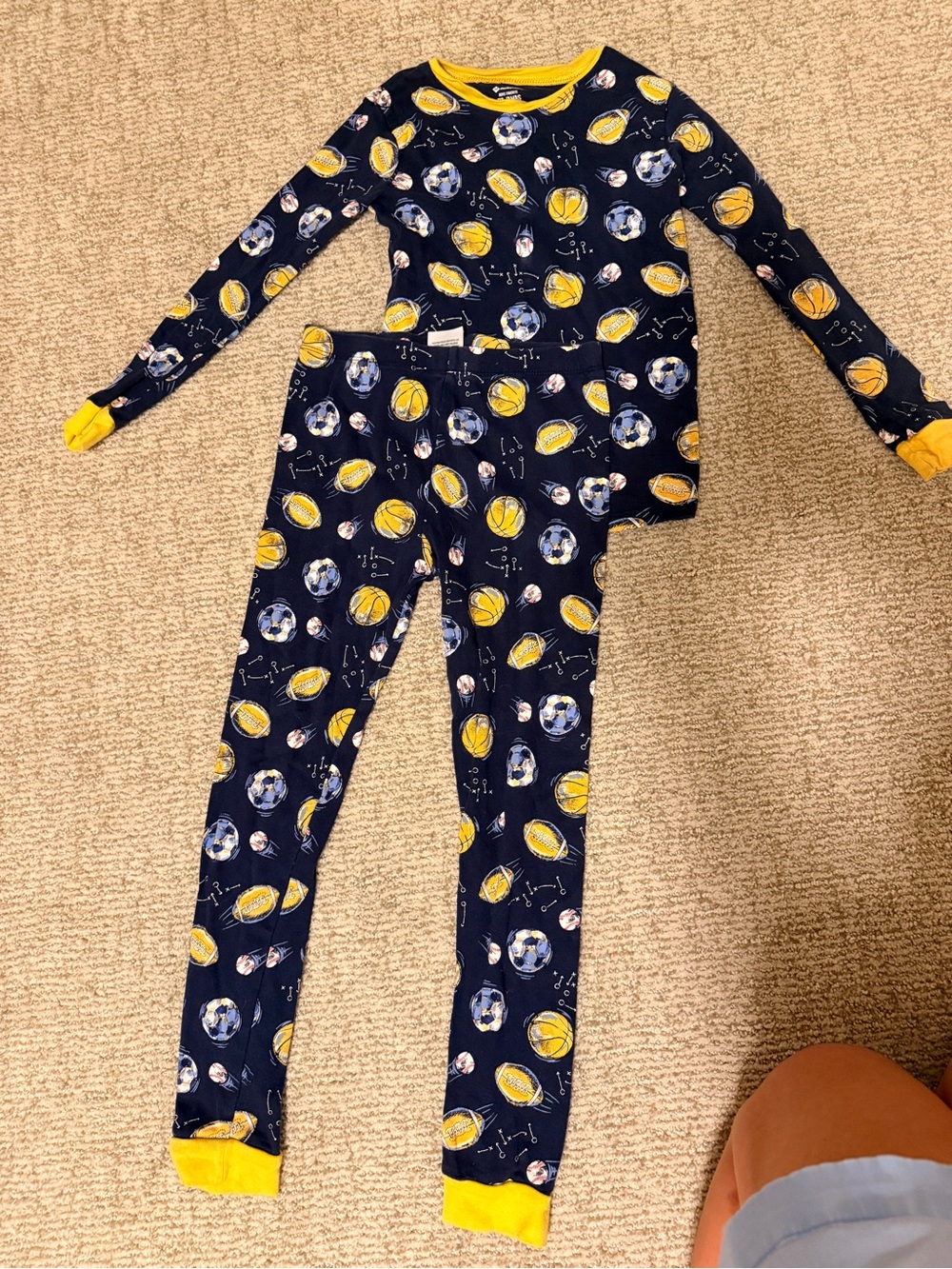 wonder nation Navy and Yellow Planet Print Kids Pajama Set